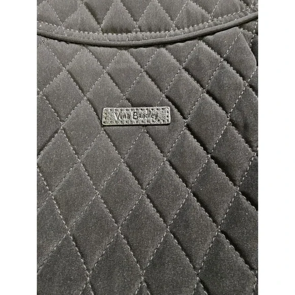 Vera Bradley Solid Black Purse Shoulder Bag Tote Work Office Travel Quilted - Picture 2 of 9